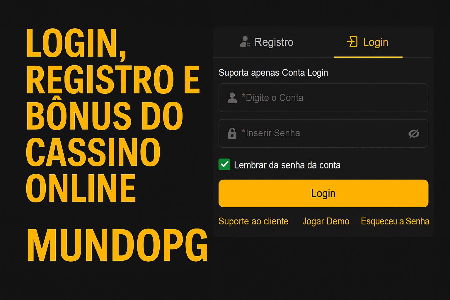 Login no Cassino MUNDOPG