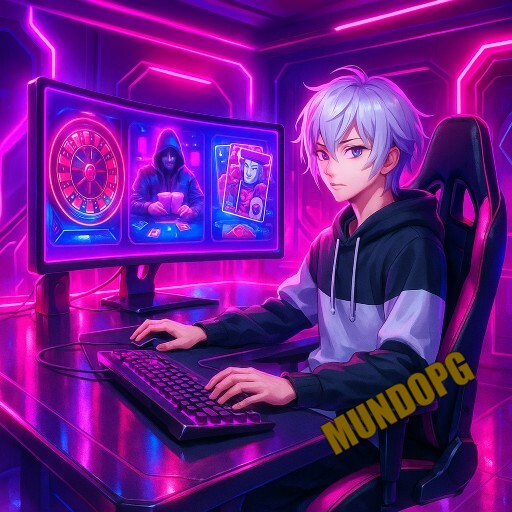 Imagem promocional da MUNDOPG destacando a plataforma e seus recursos